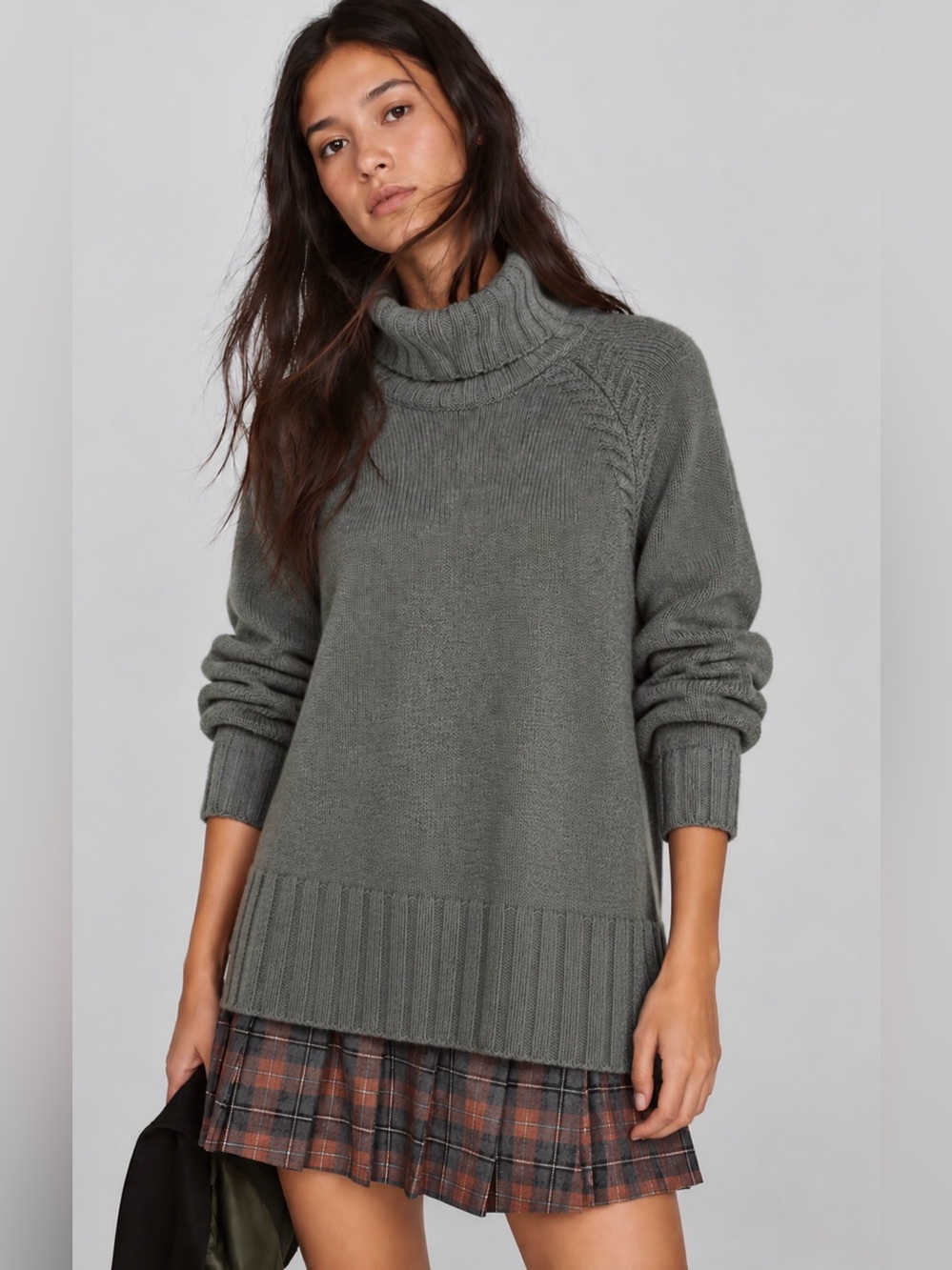 Anthropologie Barbour Cotton Wool Blend Cordelia Turtleneck Sweater Green 10/L
